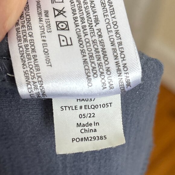 EDDIE BAUER 1/4 Zip Pullover in Lavender Space Dye - Pockets Thumbholes SZ L - Picture 9 of 11